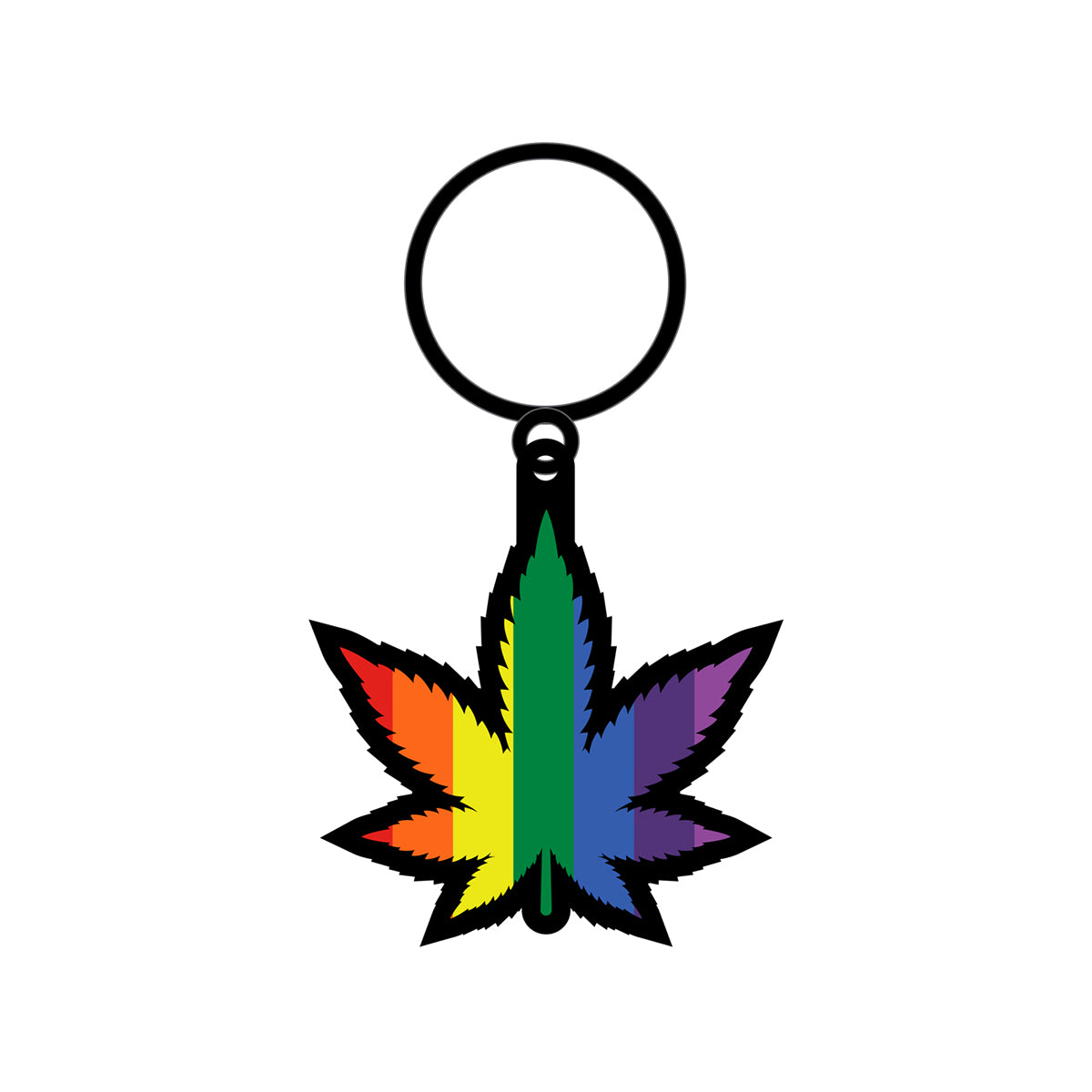 Wood Rocket Rainbow Leaf Keychain