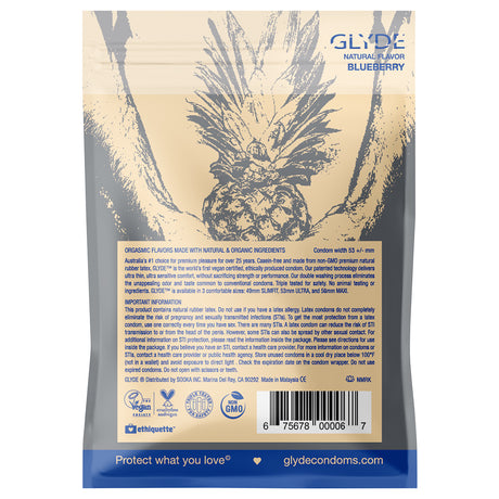 Glyde Organic Blueberry Condoms 4pk