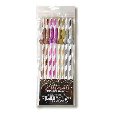 Glitterati Penis Party Tall Straws 8pk