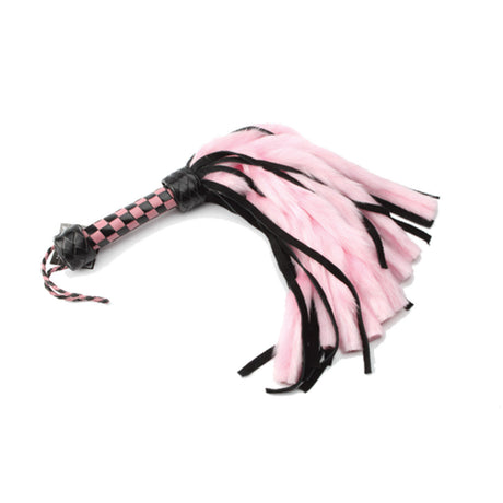 Suede and Fluff MINI Flogger - 18" - Pink/Black