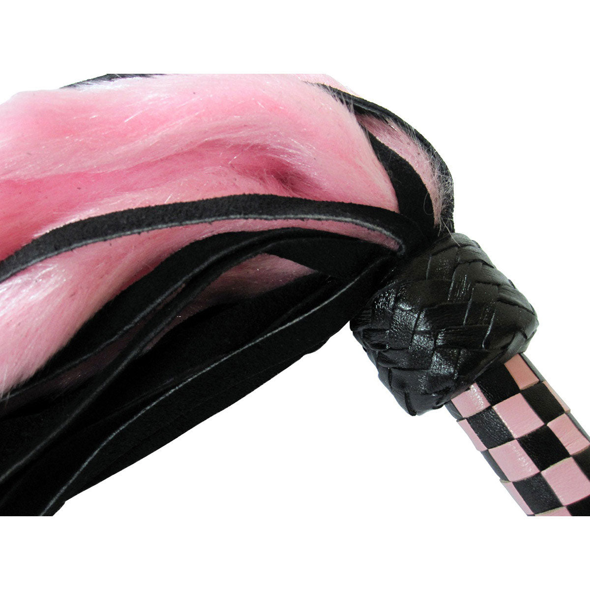 Suede and Fluff MINI Flogger - 18" - Pink/Black