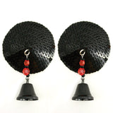 Bijoux de Nip Round Black Sequin Pasties w/ Bells