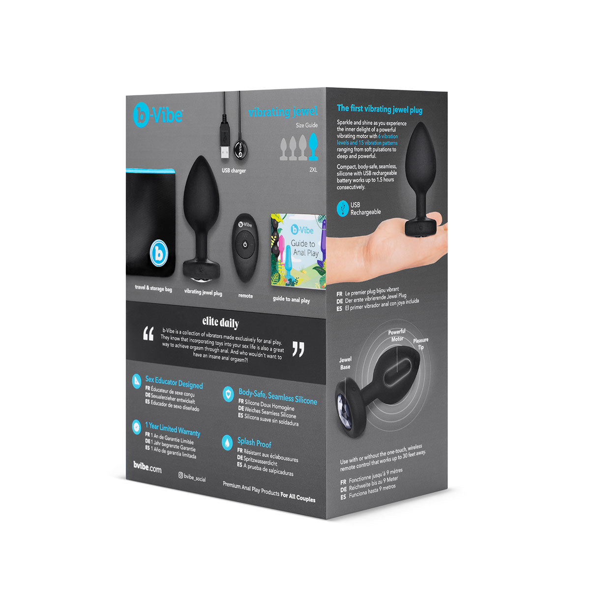 B-Vibe Vibrating Jewel Plug 2XL